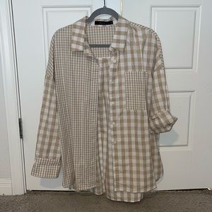 Plaid print button down